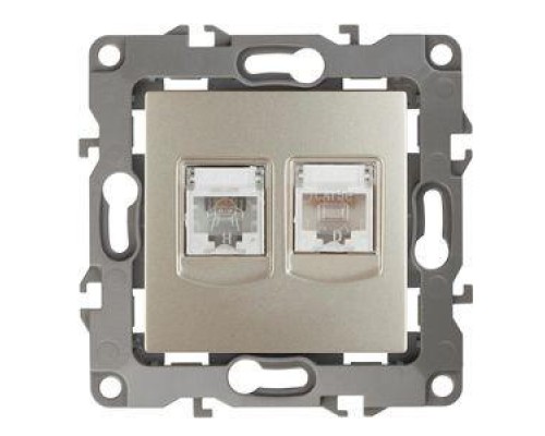 Розетка информационная + телеф. 2мод. RJ45 + RJ11 12-3109-04 шампань ЭРА Б0018251