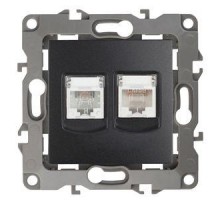Розетка информационная + телеф. 2мод. RJ45 + RJ11 12-3109-05 антрацит ЭРА Б0018252