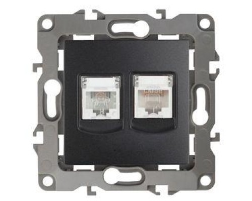 Розетка информационная + телеф. 2мод. RJ45 + RJ11 12-3109-05 антрацит ЭРА Б0018252