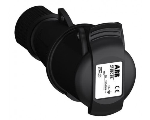 Розетка кабельная 216EC6B Easy&Safe 216EC6B 16А 2P+E IP44 6ч черн. ABB 2CMA103578R1000