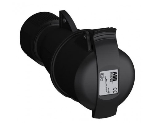 Розетка кабельная 332EC6B Easy&Safe 332EC6B 32А 3P+E IP44 6ч черн. ABB 2CMA103586R1000