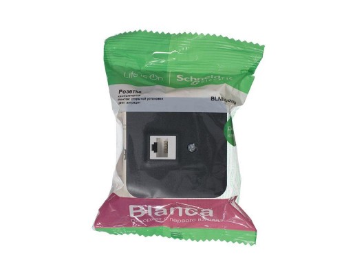 Розетка компьютерная 1-м ОП BLANCA RJ45 кат.5e изол. пласт. антрацит SchE BLNIA045006