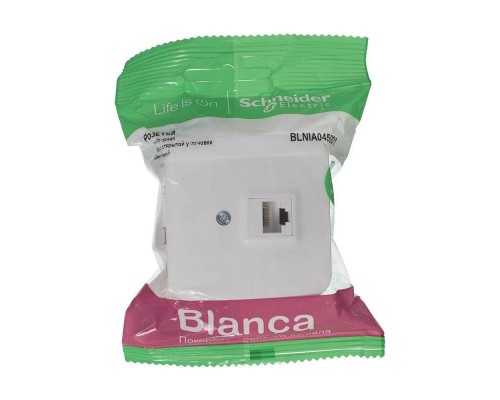 Розетка компьютерная 1-м ОП BLANCA RJ45 кат.5e изол. пласт. бел. SchE BLNIA045001