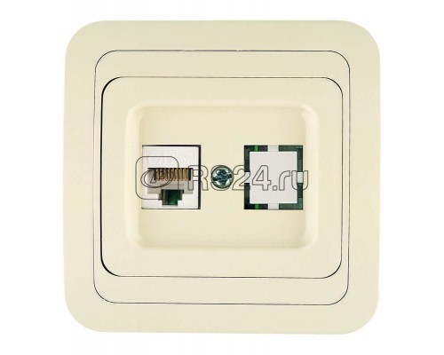 Розетка компьютерная 1-м СП Mimoza 16А IP20 крем/крем Makel 25035