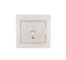 Розетка компьютерная 1-м СП Мира RJ45 жемчуж. бел. перламутр LEZARD 701-3030-139