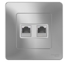 Розетка компьютерная 2-м СП BLANCA RJ45 кат.5e алюм. SchE BLNIS045453