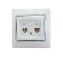 Розетка компьютерная 2-м СП Мира RJ45 бел./сер. LEZARD 701-0215-141