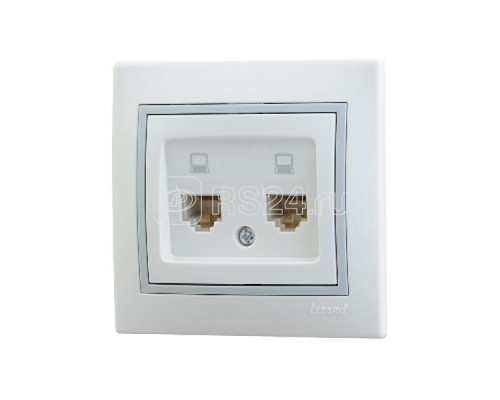 Розетка компьютерная 2-м СП Мира RJ45 бел./сер. LEZARD 701-0215-141