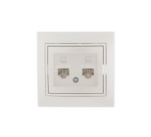 Розетка компьютерная 2-м СП Мира RJ45 жемчуж. бел. перламутр LEZARD 701-3030-141