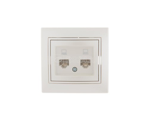 Розетка компьютерная 2-м СП Мира RJ45 жемчуж. бел. перламутр LEZARD 701-3030-141