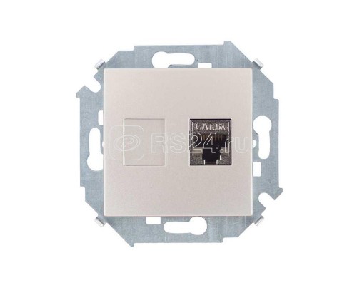 Розетка компьютерная Simon15 RJ45 CAT.6A (АМР FTP) шампань Simon 1591563-034