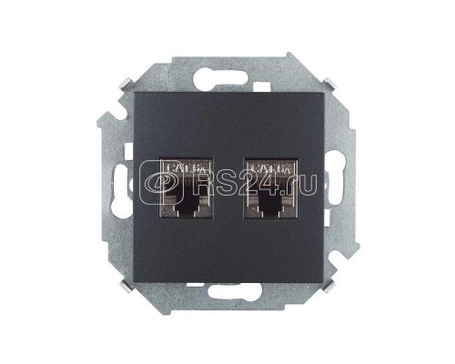 Розетка компьютерная двойная 2хRJ45 кат.6A (АМР FTP) графит Simon 1591564-038