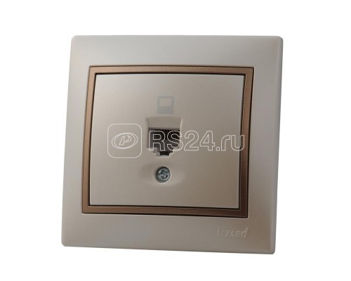 Розетка компьютерная СП Мира жемчуж. бел./свет. корич. метал. LEZARD 701-3031-139