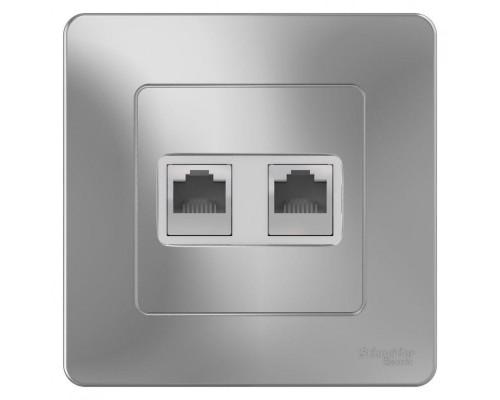 Розетка компьютерная + телеф. 2-м СП BLANCA RJ45 кат.5e + RJ11 алюм. SchE BLNIS045113