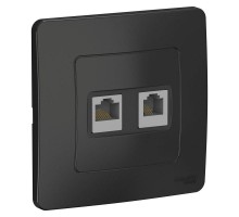 Розетка компьютерная + телеф. 2-м СП BLANCA RJ45 кат.5e + RJ11 антрацит SchE BLNIS045116