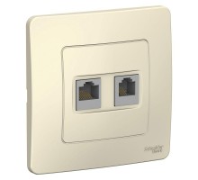Розетка компьютерная + телеф. 2-м СП BLANCA RJ45 кат.5e + RJ11 молоч. SchE BLNIS045112