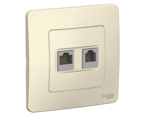 Розетка компьютерная + телеф. 2-м СП BLANCA RJ45 кат.5e + RJ11 молоч. SchE BLNIS045112