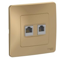 Розетка компьютерная + телеф. 2-м СП BLANCA RJ45 кат.5e + RJ11 титан SchE BLNIS045114