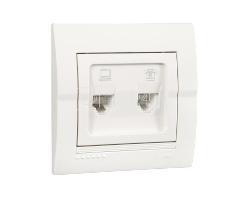 Розетка компьютерная + телеф. СП Дери RJ11 + RJ45 бел./бел. LEZARD 702-0202-143