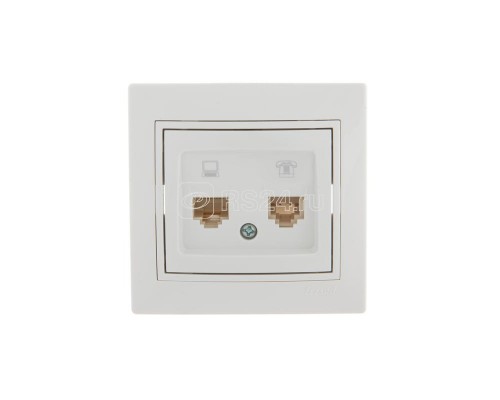 Розетка компьютерная + телеф. СП Мира RJ11 + RJ45 бел./бел. LEZARD 701-0202-143