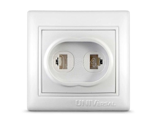 Розетка компьютерная + телеф. СП Севиль бел. UNIVersal С0052