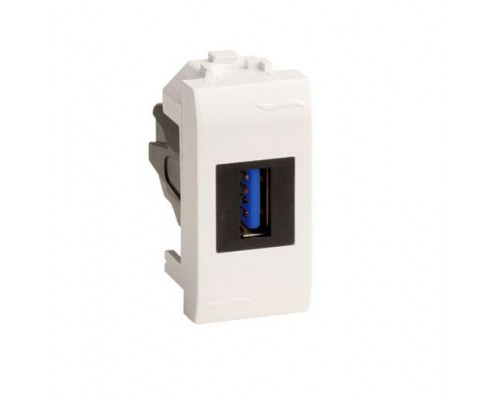 Розетка мультимедийная Brava 1мод. USB 3.0 бел. DKC 76300B