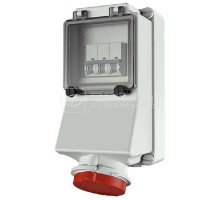 Розетка настенная 32А 4п 6ч 400В IP44 с авт. выключателем х-ка К Mennekes 5014