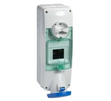 Розетка настенная DIN 63А 2PE 200-250В IP65 SchE PKB63Q523