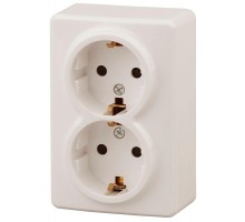 Розетка ОП 11-2205-02 2х2P+E Schuko 16АХ-250В Эксперт сл. кость ЭРА Б0020692