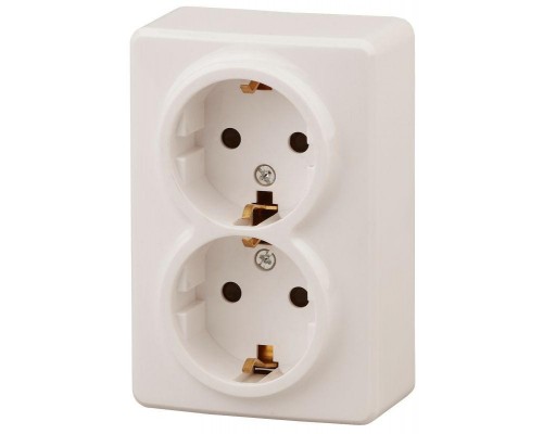 Розетка ОП 11-2206-02 2х2P+E Schuko защ. шторки 16АХ-250В Эксперт сл. кость ЭРА Б0020695
