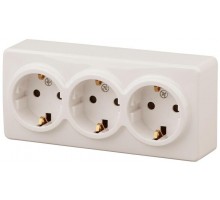 Розетка ОП 11-2208-02 3х2P+E Schuko 16АХ-250В Эксперт сл. кость ЭРА Б0020701