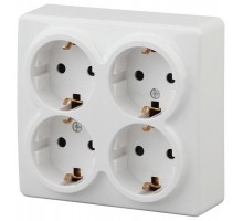 Розетка ОП 11-2211-01 4х2P+E Schuko защ. шторки 16АХ-250В Эксперт бел. ЭРА Б0020709