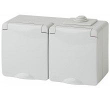 Розетка ОП 2х2P+E 11-2604-03 16А-250В гориз. с защ. шторками IP65 сер. ЭРА Б0035992
