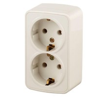 Розетка ОП Polo 2х2P+E Schuko 3-204-02 16А-250В IP20 сл. кость Intro Б0036131