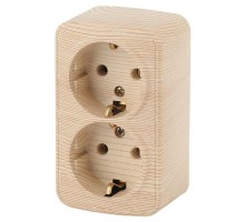 Розетка ОП Polo 2х2P+E Schuko 3-204-11 16А-250В IP20 сосна Intro Б0036110
