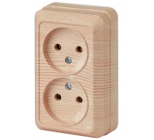 Розетка ОП Quadro 2х2P 2-203-11 16А-250В IP20 сосна Intro Б0027654