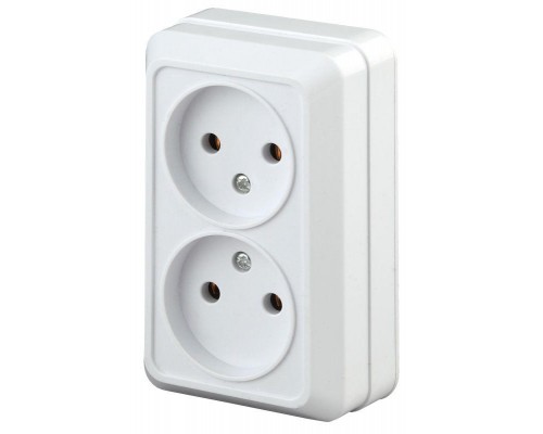 Розетка ОП Quadro 2х2P 2Э-203-01 16А-250В бел.Intro Б0038871