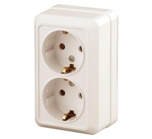 Розетка ОП Quadro 2х2P+E Schuko 2-204-02 16А-250В IP20 сл. кость Intro Б0027656