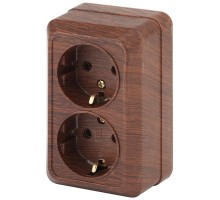 Розетка ОП Quadro 2х2P+E Schuko 2-204-10 16А-250В IP20 венге Intro Б0030126