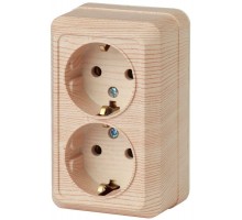 Розетка ОП Quadro 2х2P+E Schuko 2-204-11 16А-250В IP20 сосна Intro Б0027657