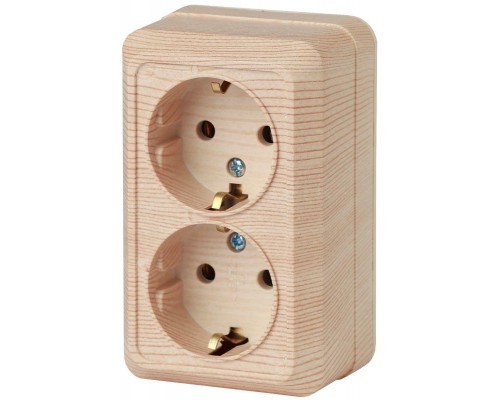 Розетка ОП Quadro 2х2P+E Schuko 2-204-11 16А-250В IP20 сосна Intro Б0027657