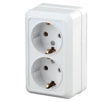 Розетка ОП Quadro 2х2P+E Schuko 2Э-204-01 16А-250В бел. Intro Б0038842