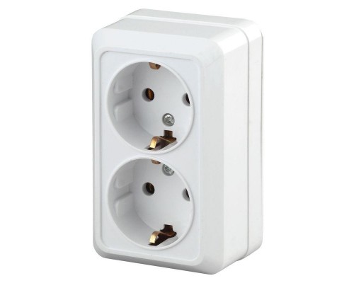 Розетка ОП Quadro 2х2P+E Schuko 2Э-204-01 16А-250В бел. Intro Б0038842