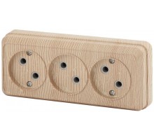 Розетка ОП Quadro 3х2P 2-205-11 16А-250В IP20 сосна Intro Б0036144