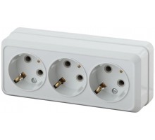 Розетка ОП Quadro 3х2P+E 2-206-01 16А-250В IP20 бел. Intro Б0036145