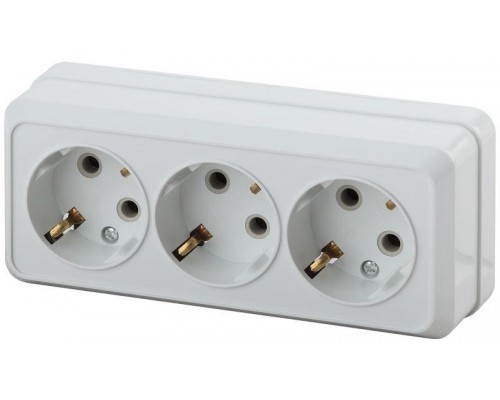 Розетка ОП Quadro 3х2P+E 2-206-01 16А-250В IP20 бел. Intro Б0036145