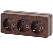 Розетка ОП Quadro 3х2P+E 2-206-10 16А-250В IP20 венге Intro Б0036147