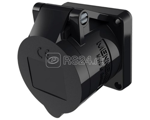Розетка панельная 16А3п 6ч230В прямая винтовое соединение IP44 черн. MENNEKES 1629