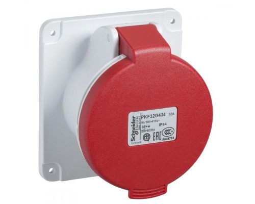 Розетка панельная  16А 2P-E 380-415В винт. IP44 SchE PKF16G433
