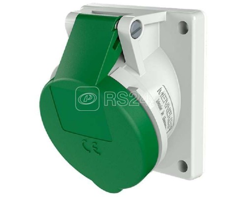 Розетка панельная 16А 3п 2ч>50-500В 300-500Гц IP44 наклонная 20град. фланец 73.5х64мм пружинные клеммы TwinCONTACT Mennekes 1635